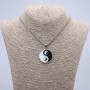 Yin Yang Pendant 37x25mm on Chain, Length 65cm, Silver Metal Color