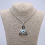 "Death with an Eye" Pendant 50x33mm on Chain, 70cm +/- Length, Silvery Metal