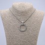 Circle with Hieroglyphs Pendant 40x30mm on a Chain, 65cm Length, Silver-Tone Metal