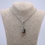 "Dragon Head and Red Ball" Pendant 22x51mm on Chain, 65cm Length, Silver-Tone Metal