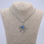 Hemp Leaf with Dragon's Eye Pendant 38x55mm on a Chain, 65cm Length, Silver-Tone Metal