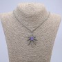 "Hemp Leaf with Dragon Eye" Pendant 38x55mm on Chain, 65cm Length, Silver-Tone Metal