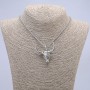 Bull Skull Pendant 40x45mm on a Chain, 70cm Length, Silver-Tone Metal