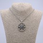 "Compass" Pendant 50x38mm on Chain, 70cm Length, Silvery Metal
