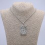 Samurai Face Pendant 57x28mm on a Chain, 70cm Length, Silver-Tone Metal