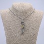 "Paw with Feather Dragon Eye" Pendant 70x20mm on Chain, Length 70cm, Silver-Tone Metal