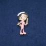 Hairdresser Brooch, Colored Enamel, Gold-Tone Metal 47x24mm +