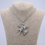 "Bird with Skull" Pendant 50x57mm on Chain, 65cm Length, Silver-Tone Metal
