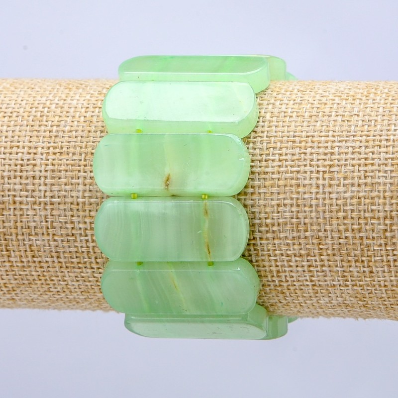 Onyx (Pressed) Stretch Bracelet, Smooth Link 33x13mm+