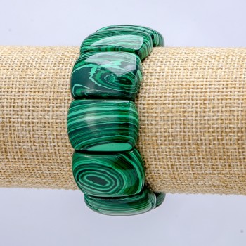 Malachite (Pressed) Stretch Bracelet, Smooth Link 25x17mm+