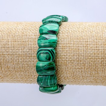 Malachite (Pressed) Stretch Bracelet, Smooth Link 16x11mm+