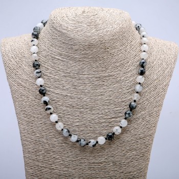 Natural Rutilated Quartz Necklace, Smooth Beads, Diameter 8mm, Length 45cm+