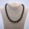 Natural Shungite Stone Necklace, Smooth Beads, Diameter 10mm+/-, Length 45cm+