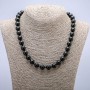 Natural Shungite Stone Necklace, Smooth Beads, Diameter 10mm+/-, Length 45cm+