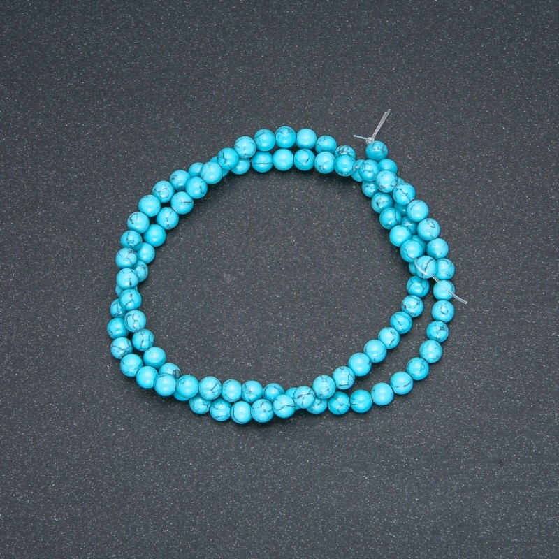 Turquoise (Pressed) Beads, Smooth Round, 4mm Diameter +/-, 40cm Strand Length+