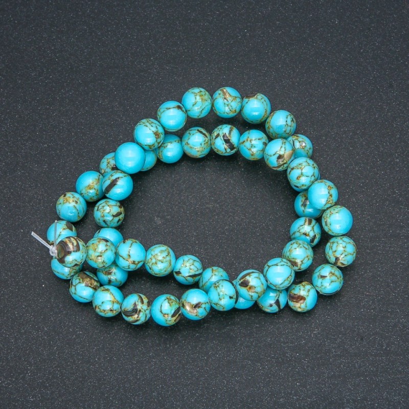 Imperial Jasper Beads, Turquoise (Pressed), Smooth Round 8mm +/-, 40cm Strand +