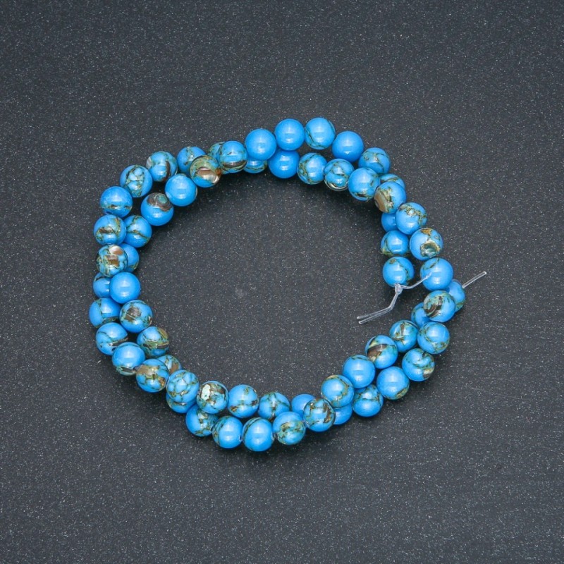 Imperial Jasper Blue Beads (Pressed), Smooth Round, Diameter 6mm+/-, Length 40cm+