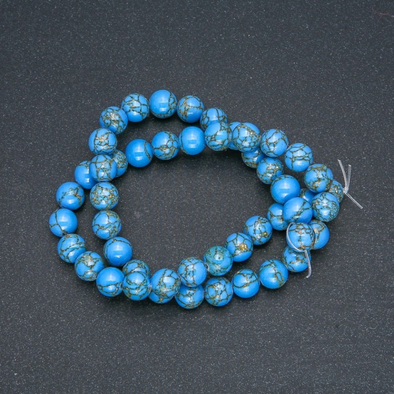 Imperial Jasper Blue Beads (Pressed), Smooth Round, Diameter 8mm+/-, Length 40cm+