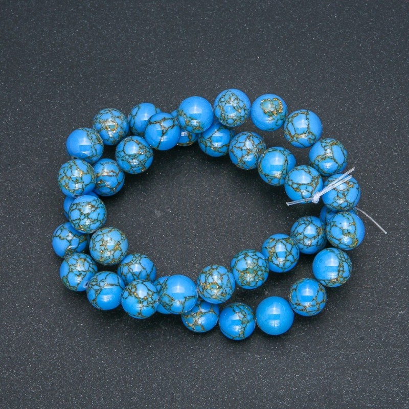 Light Blue Imperial Jasper (Pressed) Beads, Smooth, Diameter 10mm +/-, Length 40cm+