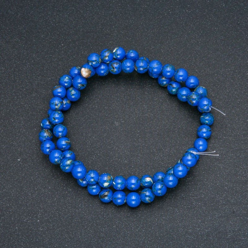 Blue Imperial Jasper (Pressed) Beads, Smooth, Diameter 6mm +/-, Length 40cm+