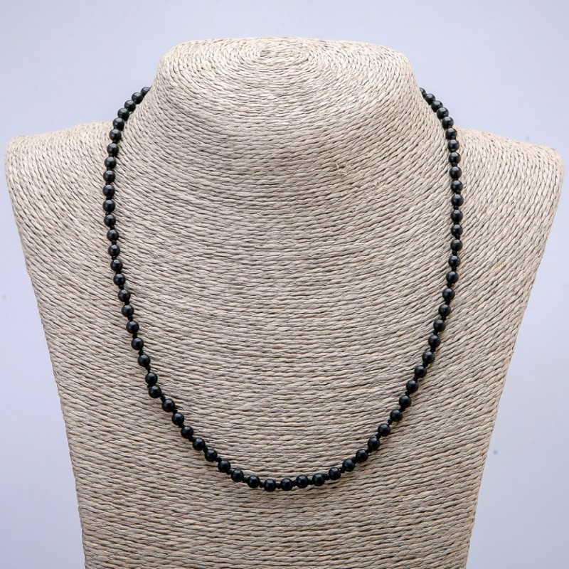 Natural Shungite Stone Necklace, Smooth Round Beads, Diameter 6mm+/-, Length 45cm+