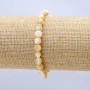 Bracelet on Elastic Band, Natural Mother-of-Pearl Beige Round Tumbled, diameter 7x5mm+