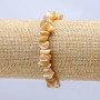 Natural Beige Mother-of-Pearl Chip Bracelet on Elastic Band, 7x5mm Diameter+