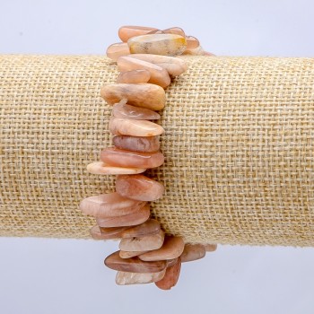 Natural Selenite Bracelet on Elastic Band, "Needle" Chip Beads, 15x5mm Diameter+