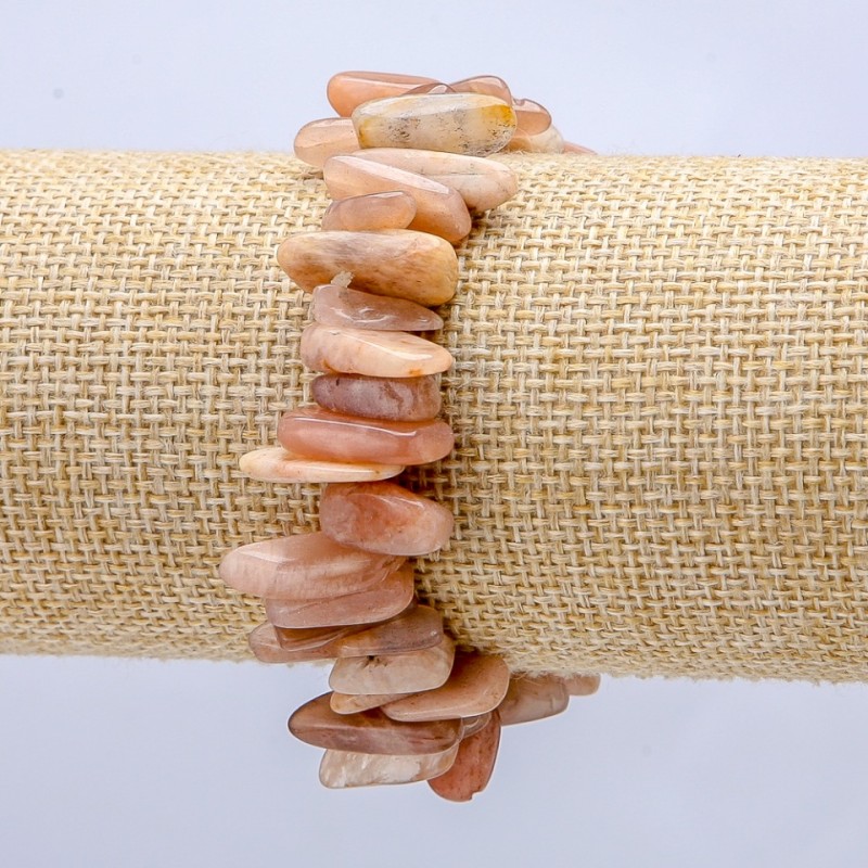 Natural Selenite Bracelet on Elastic Band, "Needle" Chip Beads, 15x5mm Diameter+