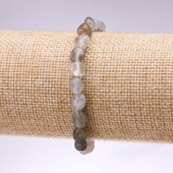 Bracelet on Elastic Band, Natural Labradorite Tumbled Stone, diameter 7x6mm+