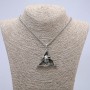 Pendant "Skull in Triangle" 50x45mm on chain, length 70cm, silver-tone metal