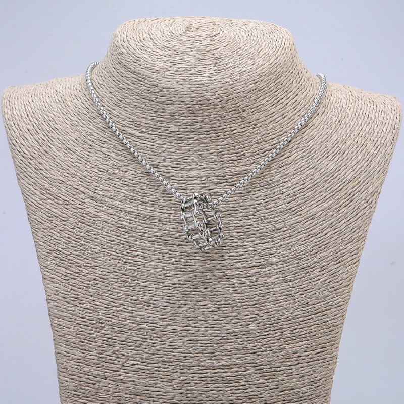Pendant "Ring" 25x11mm +/- on a chain, length 70cm +/- silver-tone metal