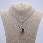 Pendant Dragon Head and Red Ball 22x51mm+ - on Chain, length 65cm, metal color silver