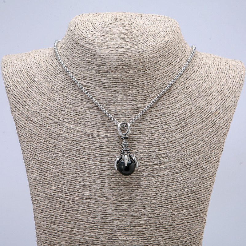 Pendant "Paw with Ball" 45x20mm on a chain, length 70cm +/- silver-tone metal