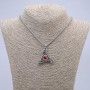 Pendant "Dragon Eye in Triangle" 40x35mm on a chain, length 70cm, silver-tone metal