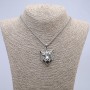Pendant "Tiger Head" 45x30mm +/- on a chain, length 70cm, silver-tone metal