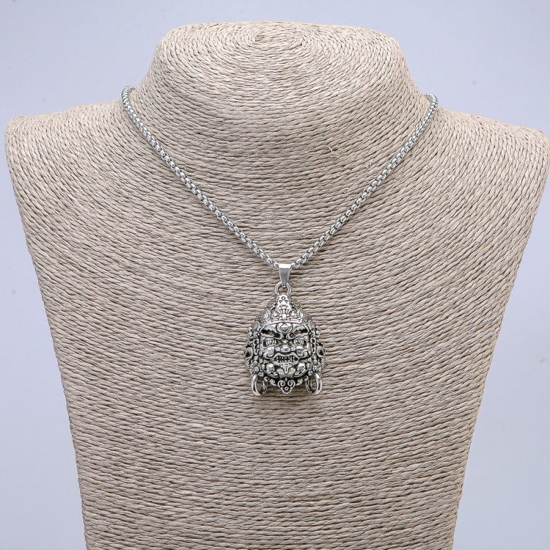 Pendant "Mahakala" 40x30mm+/- on a Chain, Length 70cm, Silver-Tone Metal