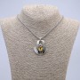Pendant "Dragon Eye" in Setting 43x35mm on a Chain, Length 70cm, Silver-Tone Metal