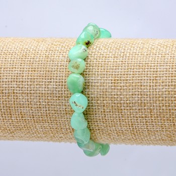 Chrysoprase Natural Stone Elastic Bracelet, Tumbled, Diameter 10x8mm+