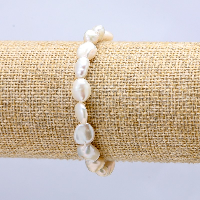 Natural Freshwater Pearl Elastic Bracelet, Diameter 8mm+