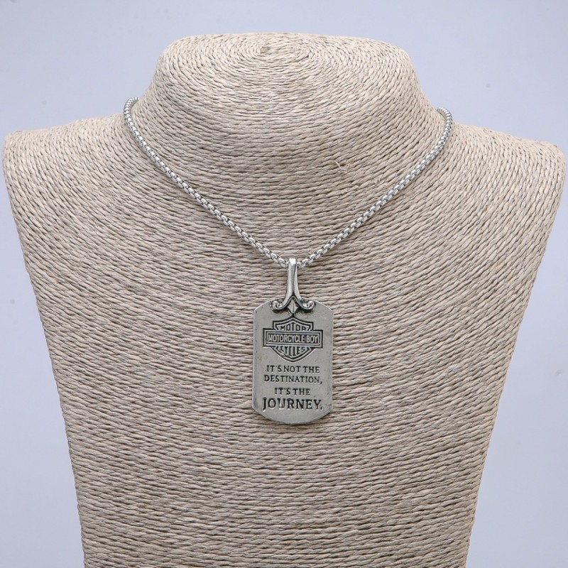 Pendant 57x27mm on Chain, Length 70cm +/-, Silver-Tone Metal