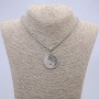 Yin Yang Pendant with Rhinestones 40x30mm on Chain, Length 70cm +/-, Silver-Tone Metal