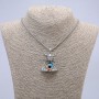 "Demon with Dragon Eye" Pendant 45x30mm on Chain, Length 70cm +/-, Silver-Tone Metal