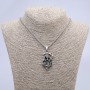 "Death with Scythe" Pendant 50x28mm on Chain, Length 70cm +/-, Silver-Tone Metal