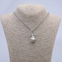 "Fist" Pendant, 40x18mm, on Chain, Length 70cm+/-, Silver-Tone Metal