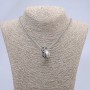 Ring Pendant 27x10mm on Chain, Length 70cm +/-, Silver-Tone Metal