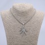 Pendant "Hemp Leaf" 55x35mm on chain, length 70cm +/- silver-tone metal