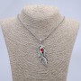 Dragon Eye Feather Pendant 65x23mm on Chain, Length 70cm +/- Silver-Tone Metal