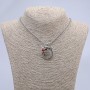Dragon with Red Ball Pendant 36x25mm on Chain, Length 70cm +/- Silver-Tone Metal