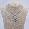 Wolf Amulet Pendant, Yellow Eye 29x47mm on chain, length 65cm, silver-tone metal